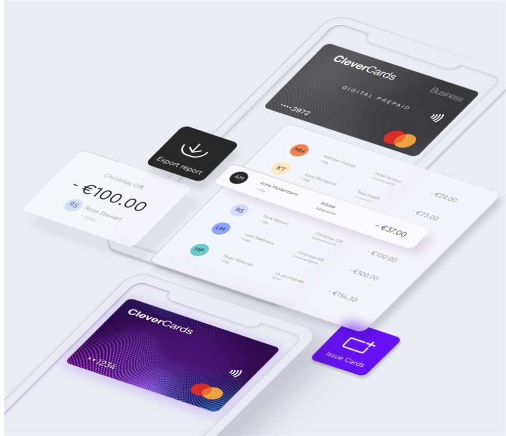 CleverCards digital prepaid cards and transaction activity